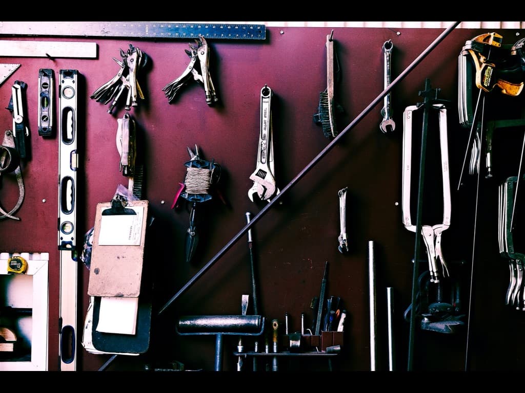 Tool wall in the Raulli's Iron Works shop